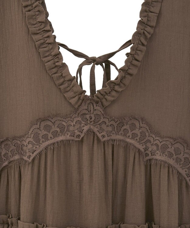 Green Parks ■ＥＳＣＡＲ　レース×コットンティアードワンピース Brown