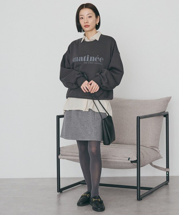 AMERICAN HOLIC フレンチロゴ裏起毛プルオーバー Charcoal Gray