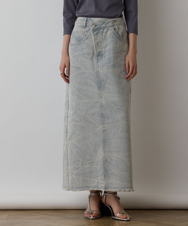 GRACE CONTINENTAL ピグメントタイトスカート ブルー