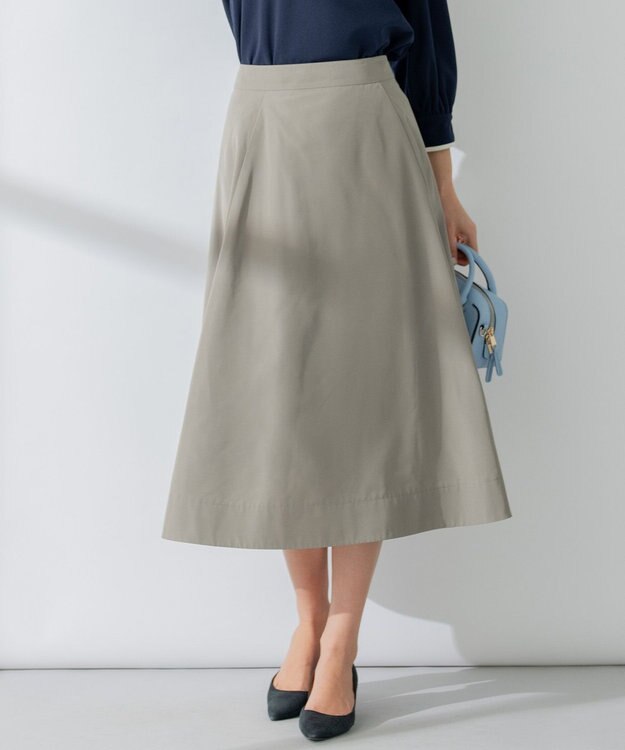 組曲 【5色展開・後ろゴム仕様】カラータフタ スカート ライトグレー系