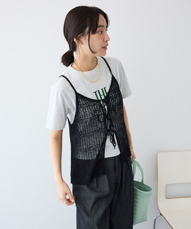 CRAFT STANDARD BOUTIQUE ノットヤーン透かしビスチェ Black