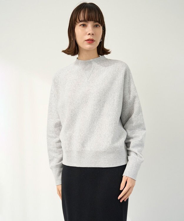 UNFILO 裏起毛スウェット クルーネック ライトトップグレー