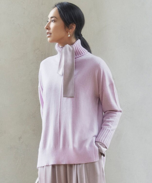 自由区 【洗える・Sサイズ有】ピュアカシミヤ タートルネックニット (検索番号:JL26) ピンク系