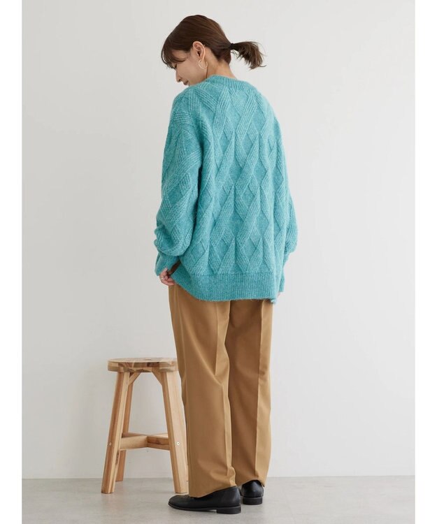 AMERICAN HOLIC Ｍｉｘヤーンモックネックケーブルニットプルオーバー Sax