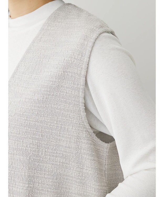 Green Parks ＳＥＴ２点　カットツイードベスト＋プルオーバー Light Gray