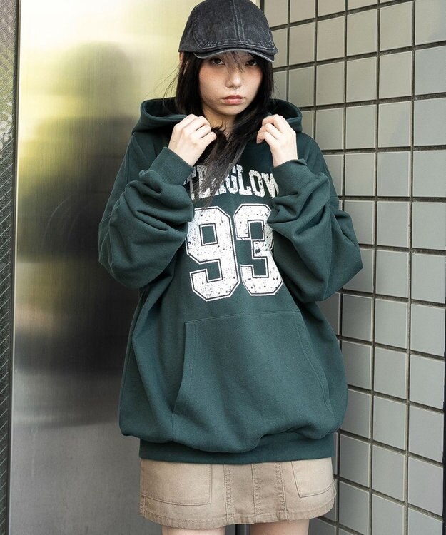 WEGO グラフィックプルパーカー ダークグリーン