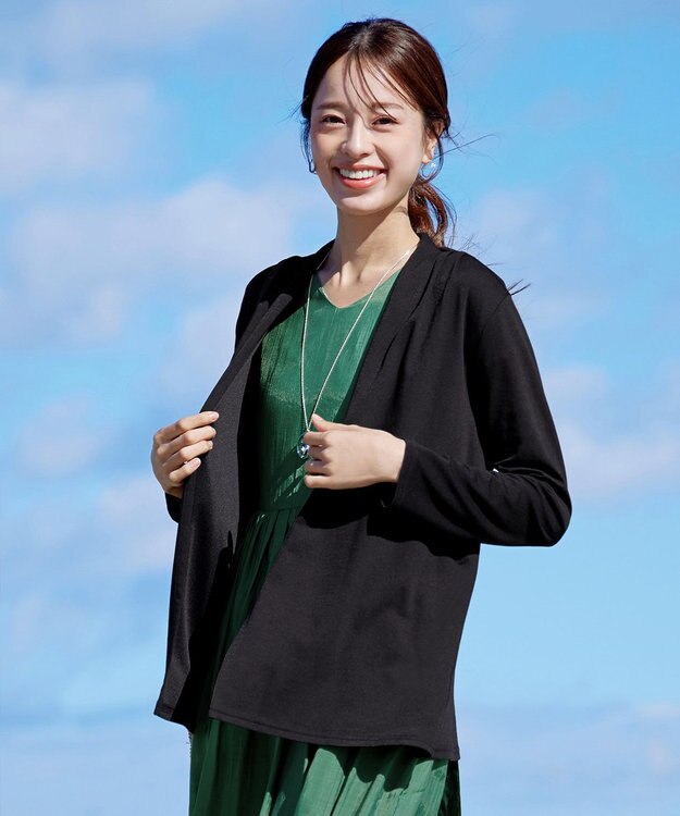 Tiaclasse 【新色追加・UVケア・接触冷感】“やみつき”着ながしロングカットソーカーデ ブラック