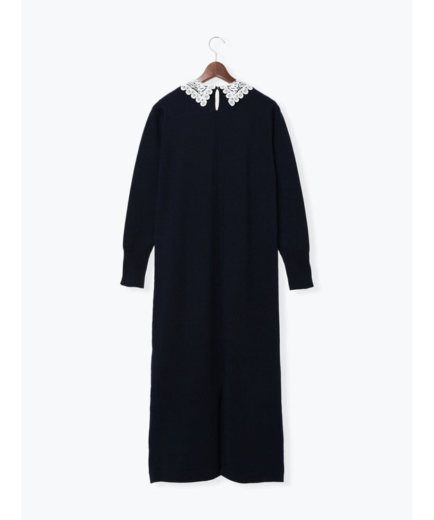 Te chichi レース衿ニットワンピース ネイビー