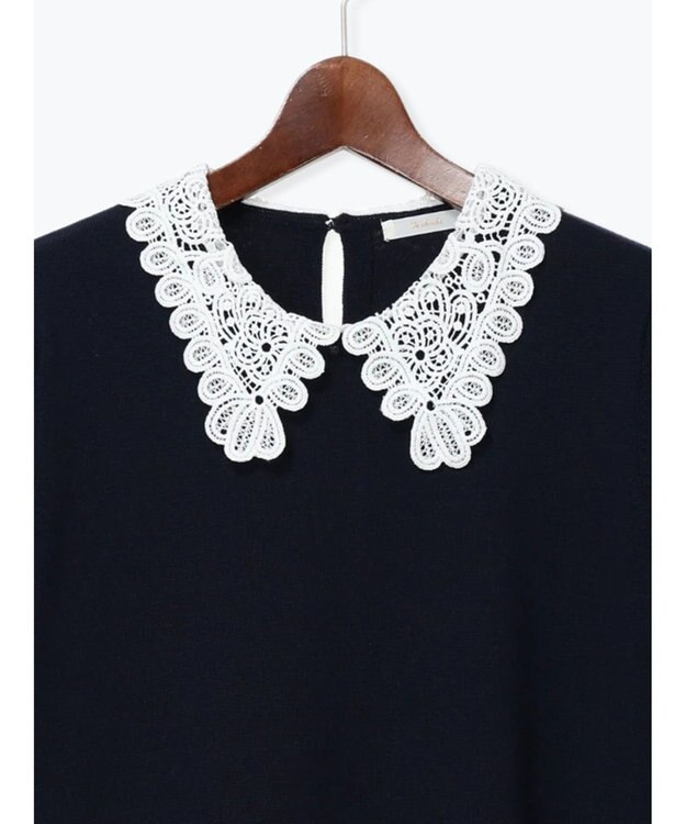 Te chichi レース衿ニットワンピース ネイビー