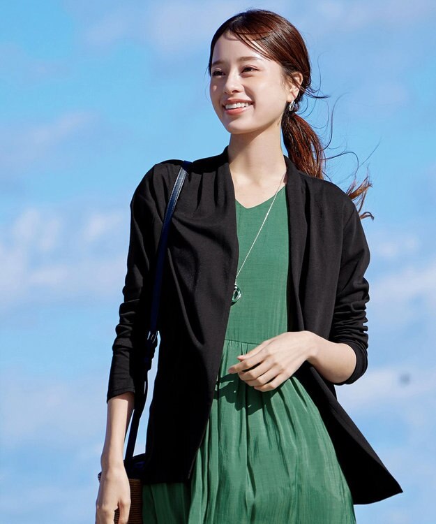 Tiaclasse 【新色追加・UVケア・接触冷感】“やみつき”着ながしロングカットソーカーデ ブラック