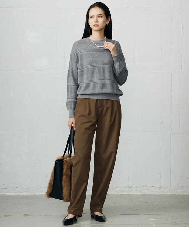 自由区 L ファインコットンウール ニット グレー