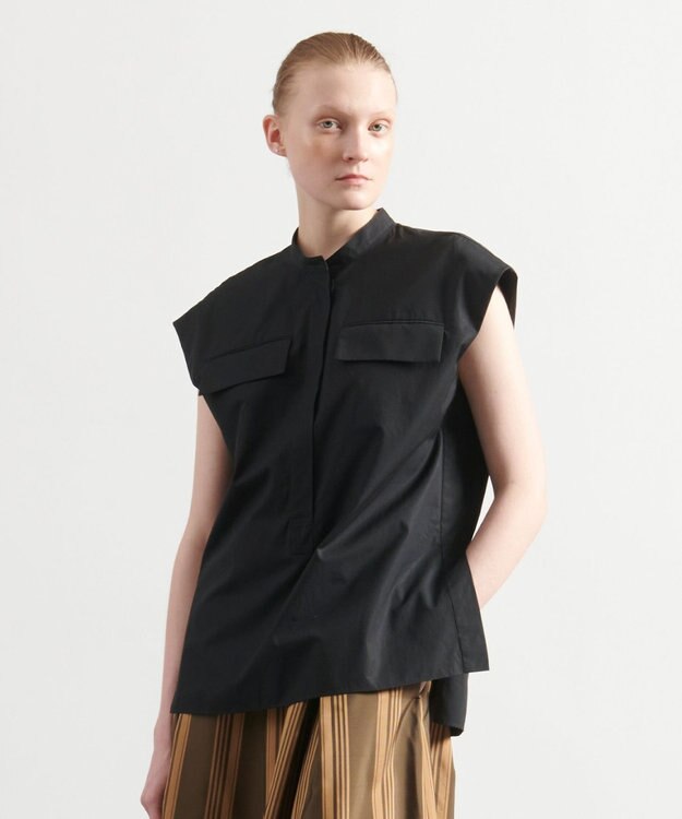 JOSEPH 【洗える】ポプリン　ノースリーブブラウス Black