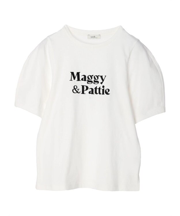 earth music&ecology フォルムスリーブ刺繍ロゴＴＥＥ Off White