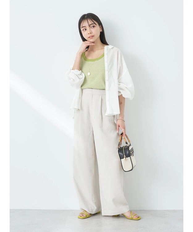 earth music&ecology タックワイドパンツ Ivory