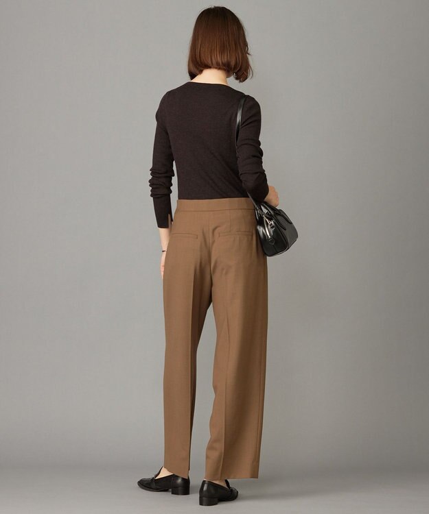 ICB 【UVケア・洗える】ウール2WAYストレッチ ワイドストレートパンツ モカ系