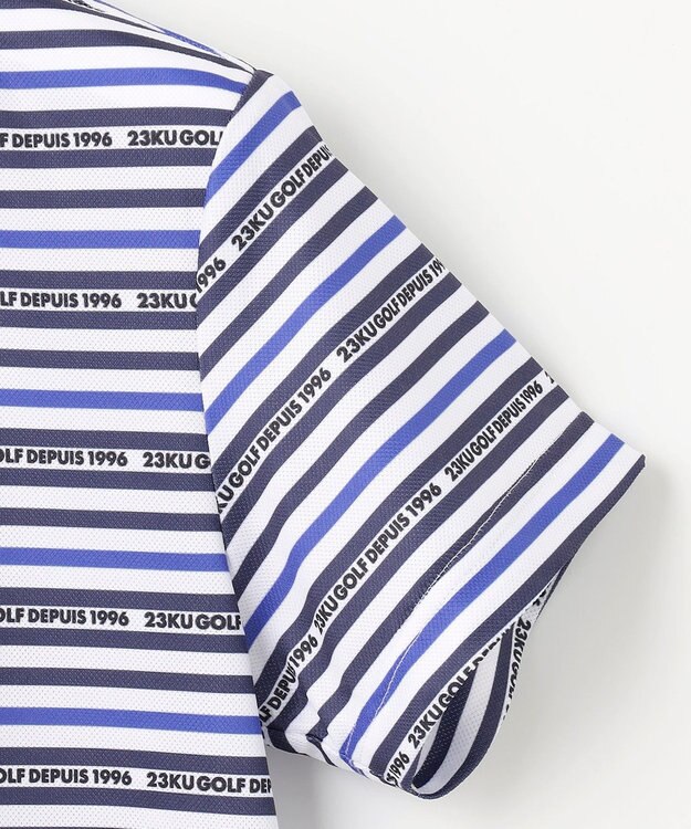 23区GOLF 【WOMEN】【吸水速乾・UVケア】ボーダーロゴ 半袖シャツ ネイビー系1