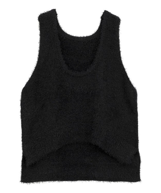 earth music&ecology フェザーUネックニットベスト Black