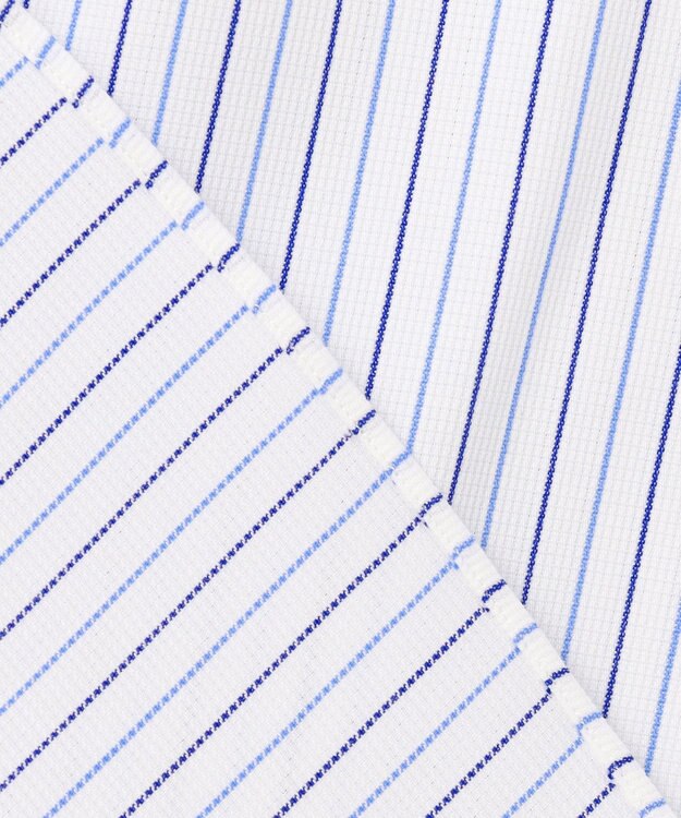 J.PRESS MEN 【PREMIUM PLEATS / 形態安定】スーピマコットンパナマストライプ ドレスシャツ / B.D. サックスブルー系1