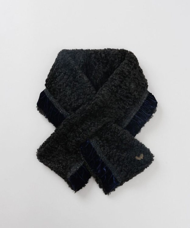 AURORA 【 ANNA SUI（アナ スイ）】エコファー差込みマフラー(WASH) ブラック