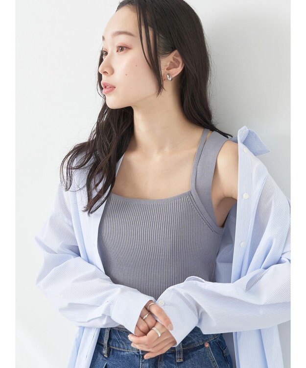 earth music&ecology レイヤードニットタンクトップ Blue