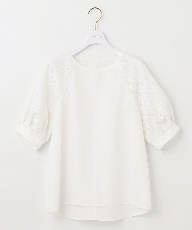 ANY SIS 【洗える】エンブロイダリーラグラン ブラウス オフホワイト