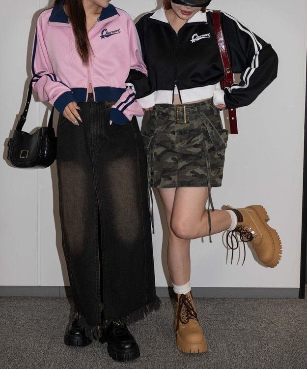 WEGO ロゴプリントトラックジャケット ピンク