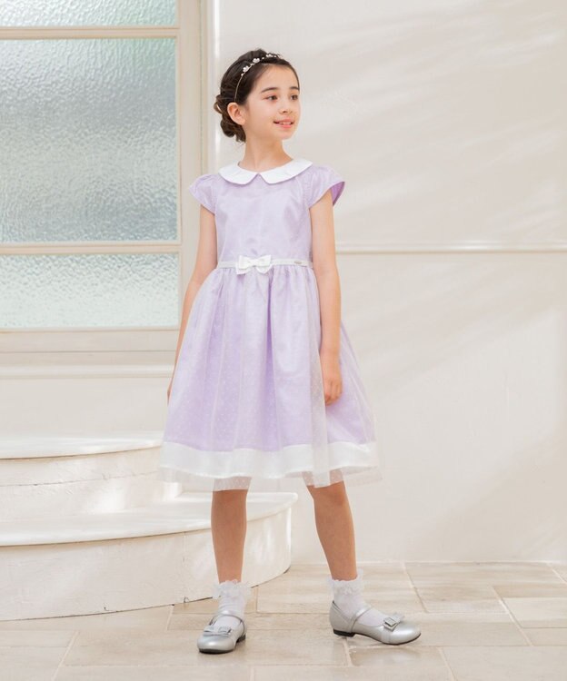 組曲 KIDS 【150-160㎝】チュールドット ドレス ラベンダー系5
