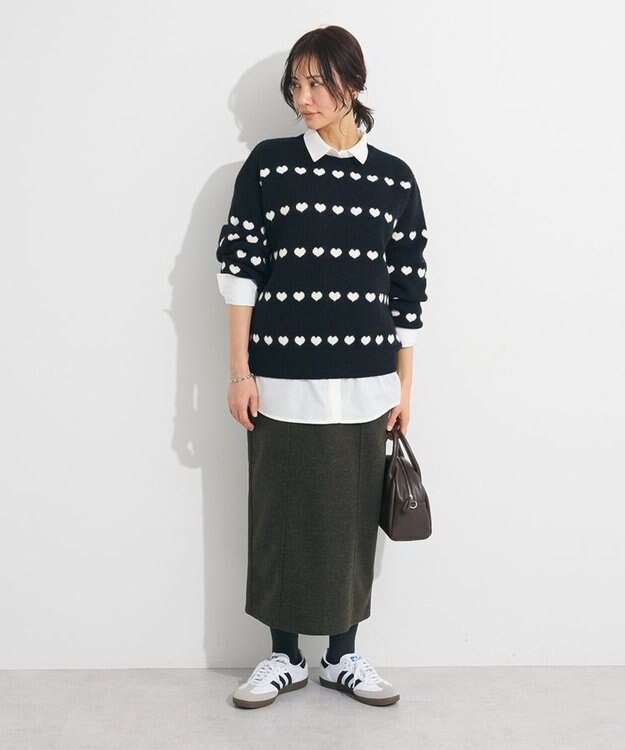 Green Parks ・ｓｗｉｎｇ　ｂｙ　ハートクルーネックニット Black