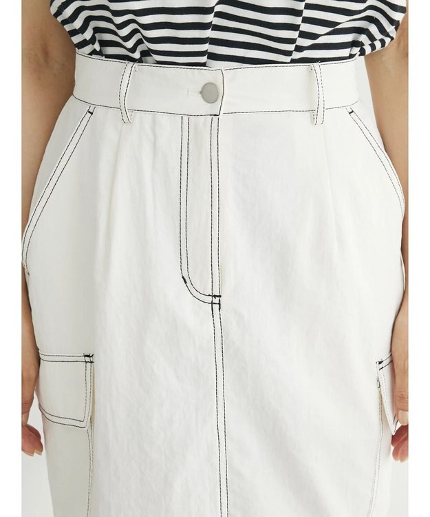 Green Parks ・ＳＵＧＡＲ　ＳＰＯＯＮ　配色ｓｔカーゴスカート Ivory