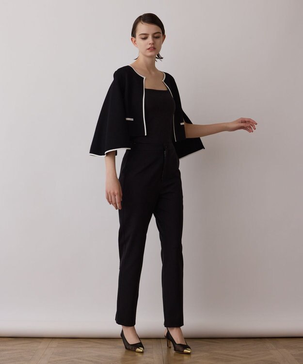 GRACE CONTINENTAL ストレッチテーパードパンツ ブラック