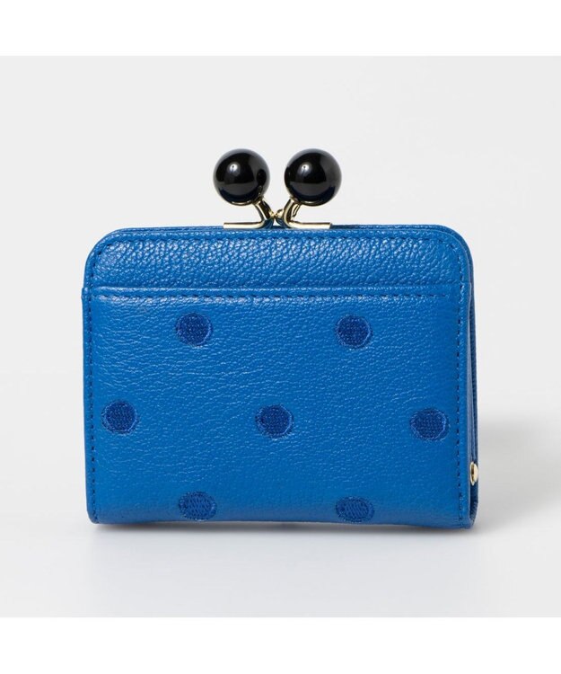 UNBILLION ペルケ perche / アクリル玉ドット刺繍・ジャバラカードウォレット ブルードット