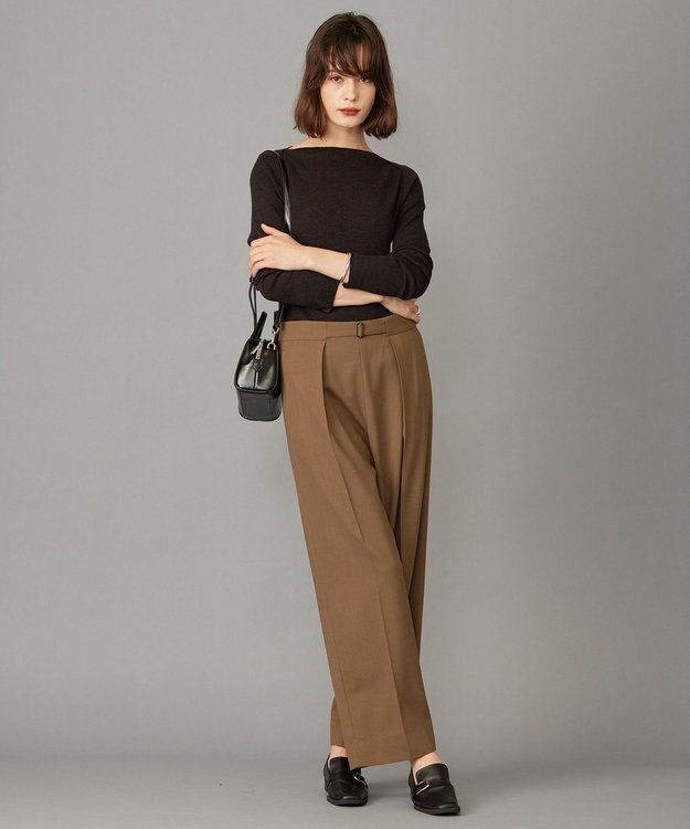 ICB 【UVケア・洗える】ウール2WAYストレッチ ワイドストレートパンツ モカ系