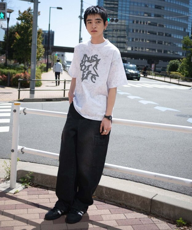 WEGO 【SMLサイズ展開/ウエスト紐】イージー3Dバレルレッグデニムカーゴパンツ デニムブラックソノタ