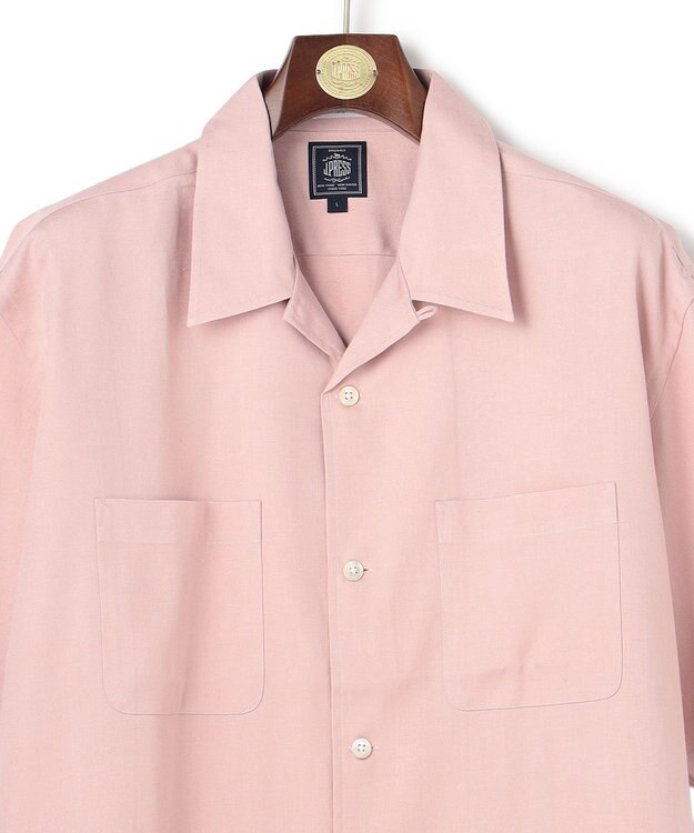 J.PRESS MEN 【J.PRESS ORIGINALS】Rayon Linen Oxford Open Half Sleeve Shirt / Baggy-Fit ピンク系
