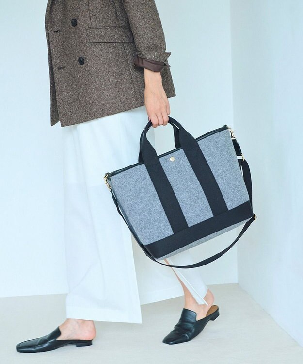 TOPKAPI 【Breath TOPKAPI】イタリアンフェルト ショルダー付 A4 トートバッグ L チャコールグレー