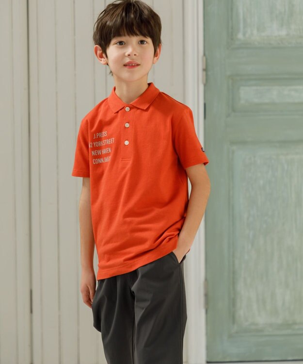 J.PRESS KIDS 【140-170cm】T/C ライト カノコ 半袖ポロシャツ オレンジ系