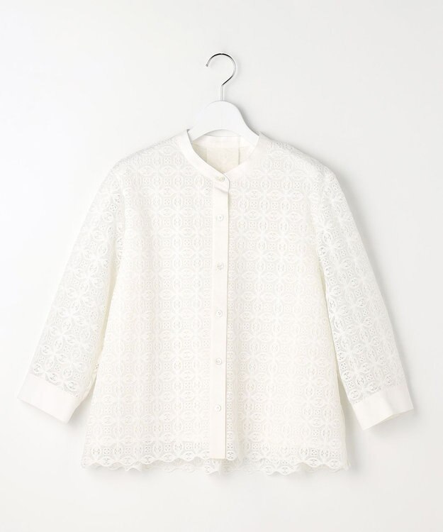 自由区 S ジオメトリックレース ブラウス オフ