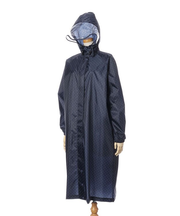 MOONBAT FLAT PURE サイクル レインコート ドット 自転車 収納袋付き ネイビーブルー