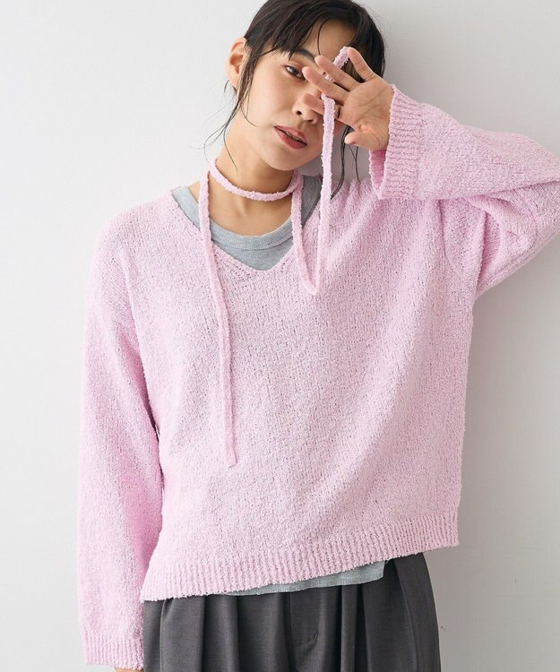 CRAFT STANDARD BOUTIQUE ファンシーヤーンVネックプルオーバー Pink