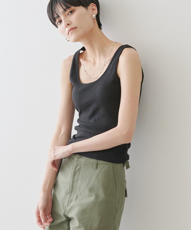 AMERICAN HOLIC リブタンクトップ Black