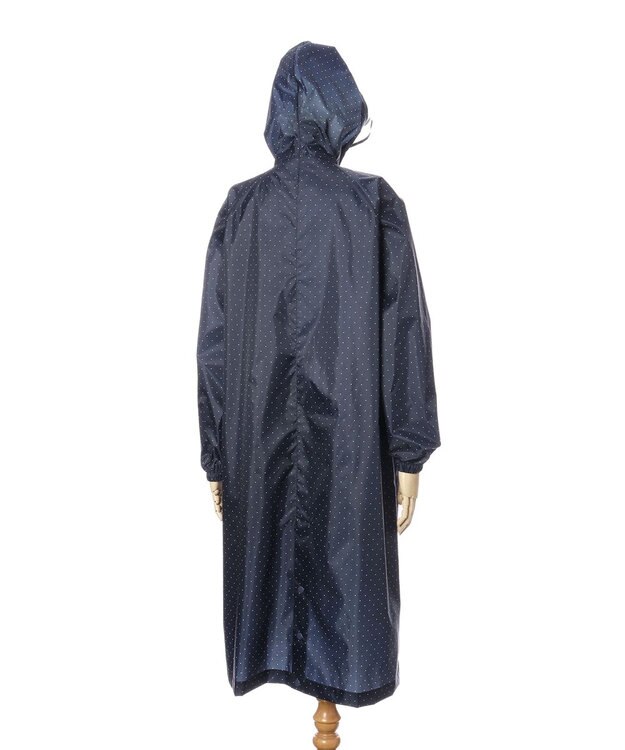 MOONBAT FLAT PURE サイクル レインコート ドット 自転車 収納袋付き ネイビーブルー