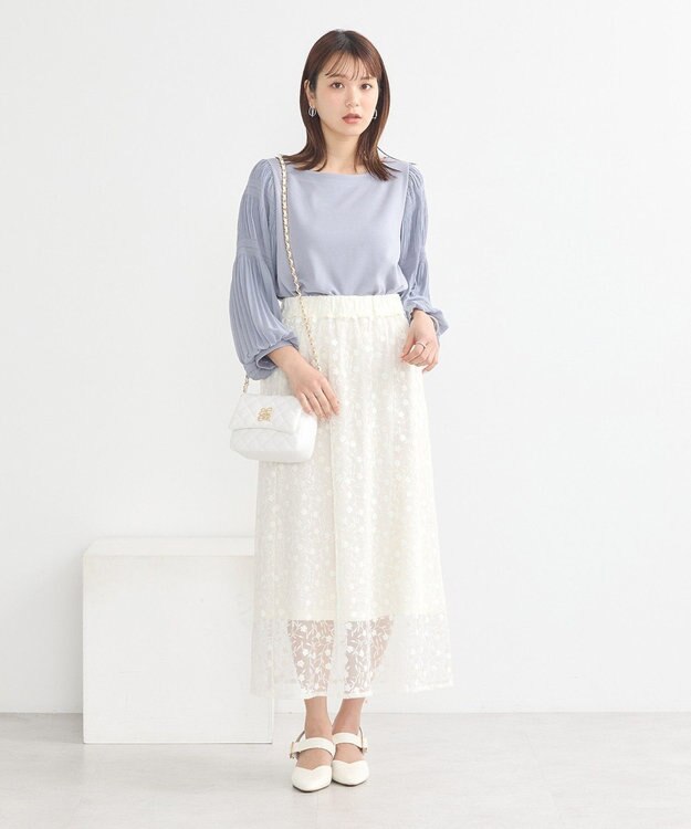 earth music&ecology シアーレースレイヤードスカート Ivory