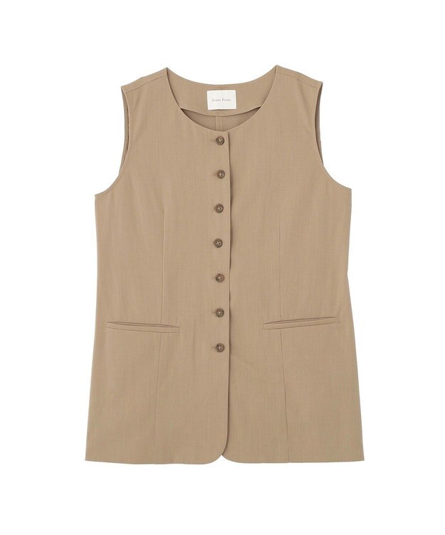 Green Parks クルーネック多釦ジレ Mocha