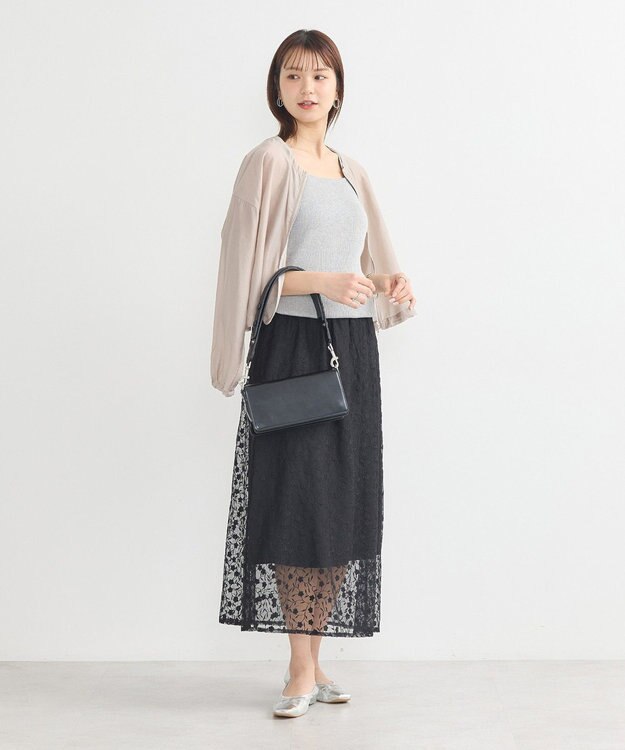 earth music&ecology シアーレースレイヤードスカート Black