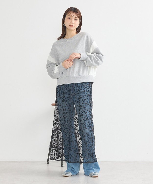 earth music&ecology シアーレースレイヤードスカート Black