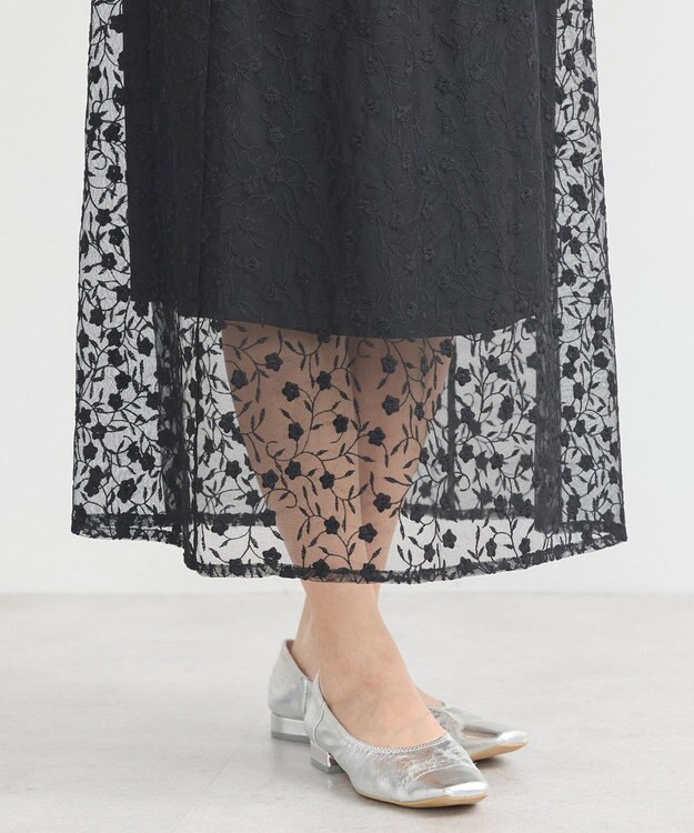 earth music&ecology シアーレースレイヤードスカート Black