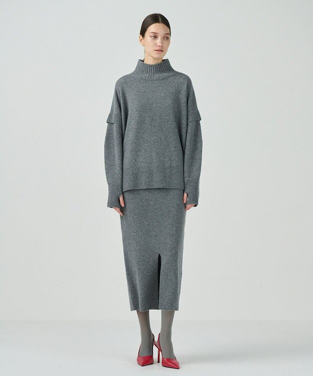 GRACE CONTINENTAL クーマラムニットスカート グレー