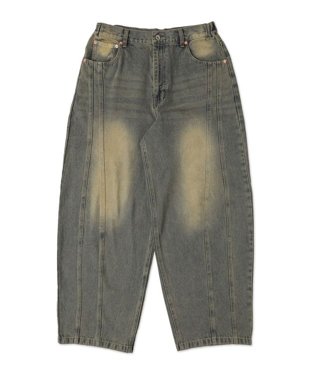 WEGO 【SMLサイズ展開】イージー3Dバレルレッグデニムパンツ デニム淡加工色