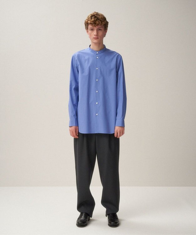 ATON SUVIN BROAD | バンドカラーシャツ - UNISEX SAX