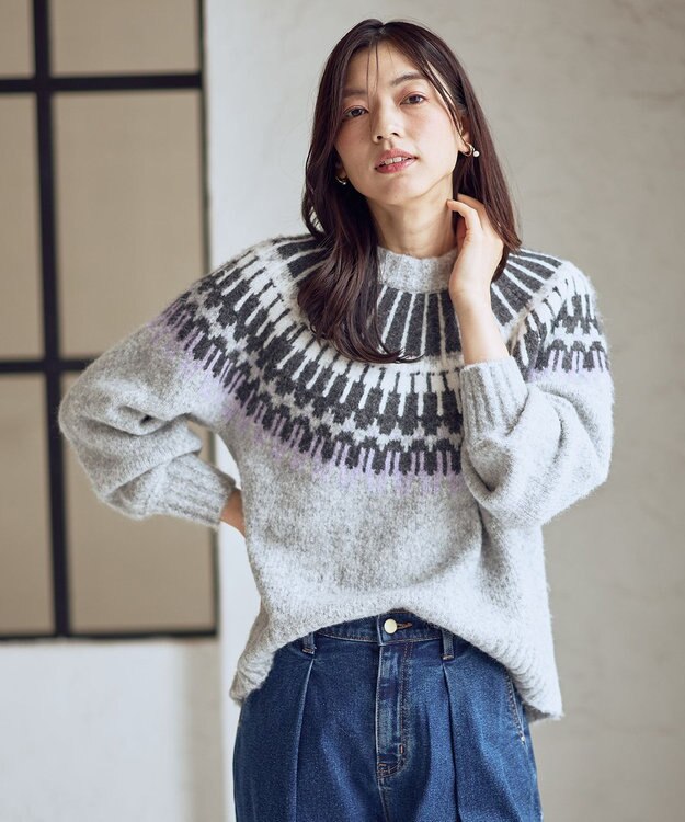 ANY ノルディックパターンニット ライトグレー